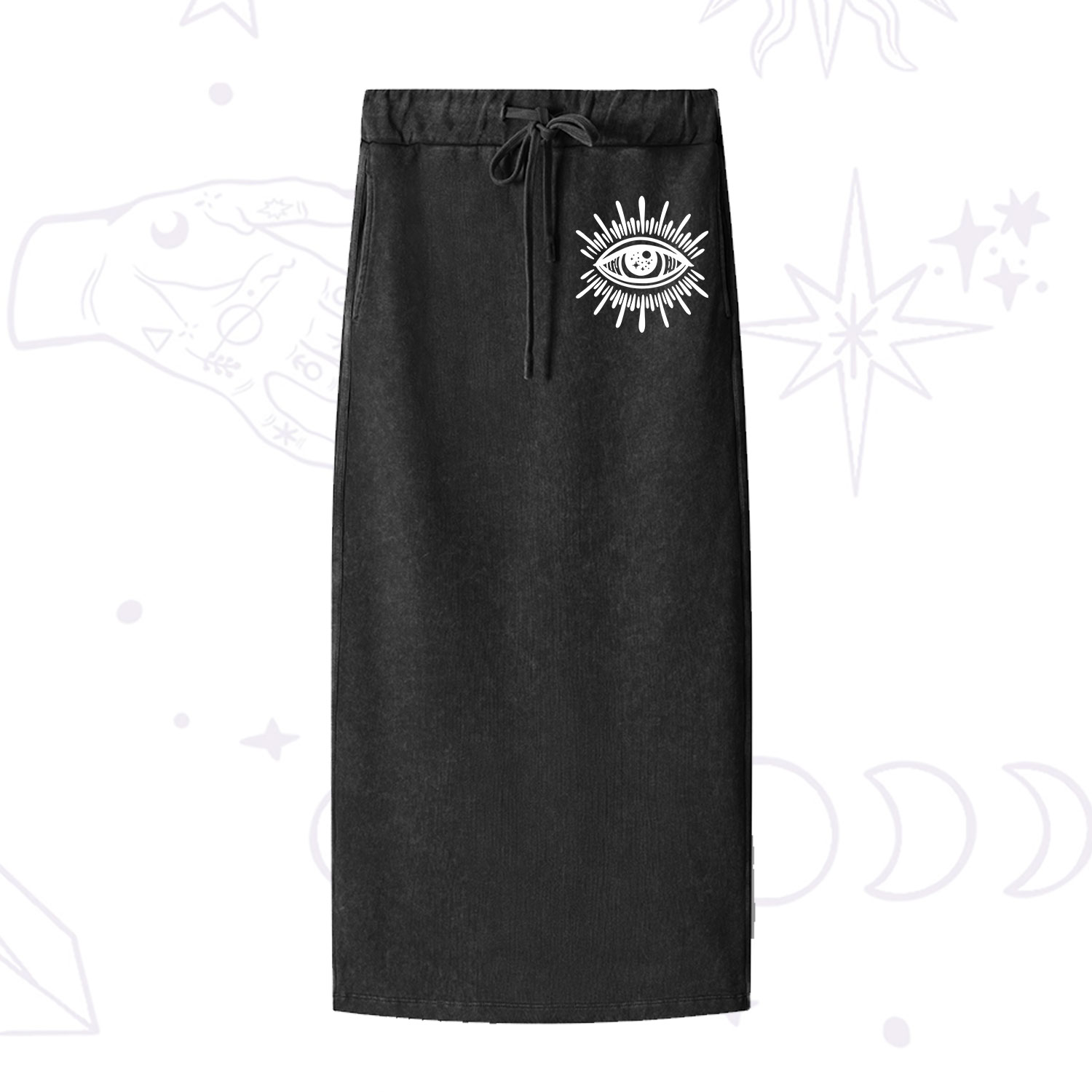 Purplehecate Evil Eye Washed Drawstring Long Skirt