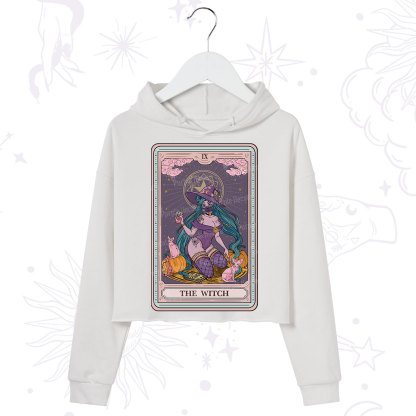 Purplehecate The Witch Tarot Halloween Crop Hoodie