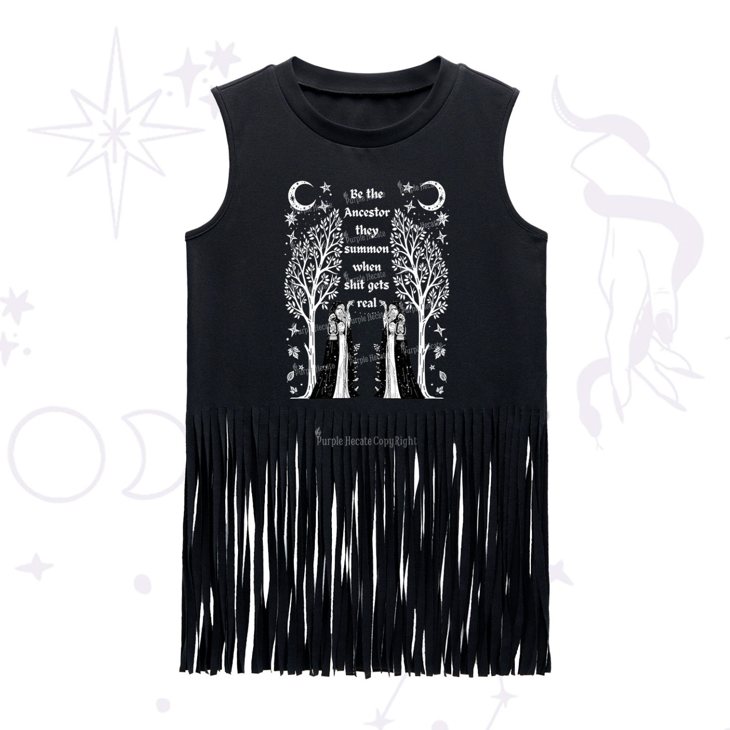 Purplehecate Be The Ancestor They Summon When Shit Gets Real Fringe Tank Top