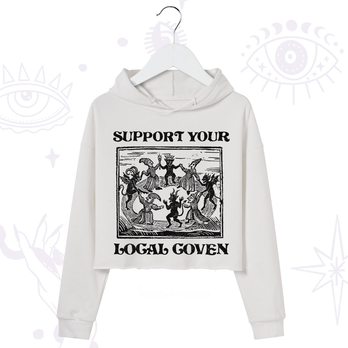 Purplehecate Support Your Local Coven Crop Hoodie