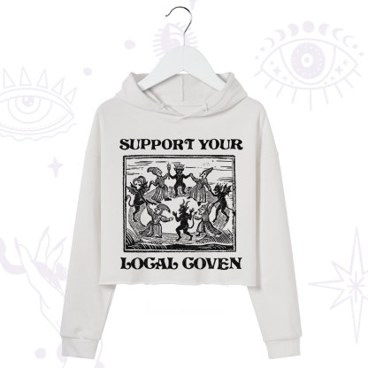 Purplehecate Support Your Local Coven Crop Hoodie