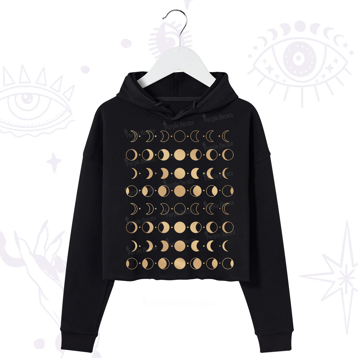 Purplehecate Phases Of Moon Crop Hoodie
