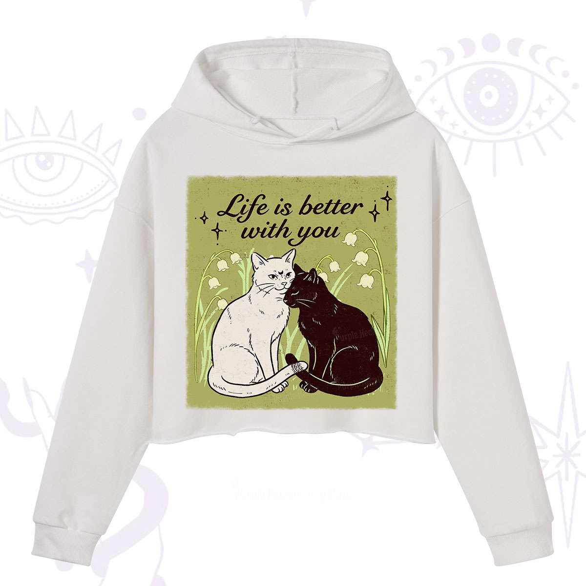 Purplehecate Life Is Better With a Cat Crop Hoodie