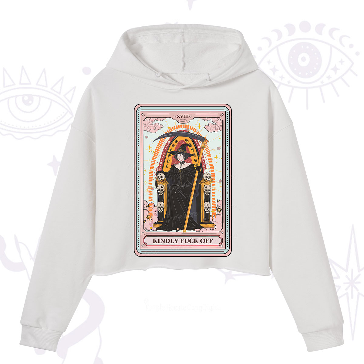 Purplehecate The Kindly Fuck Off Tarot Crop Hoodie