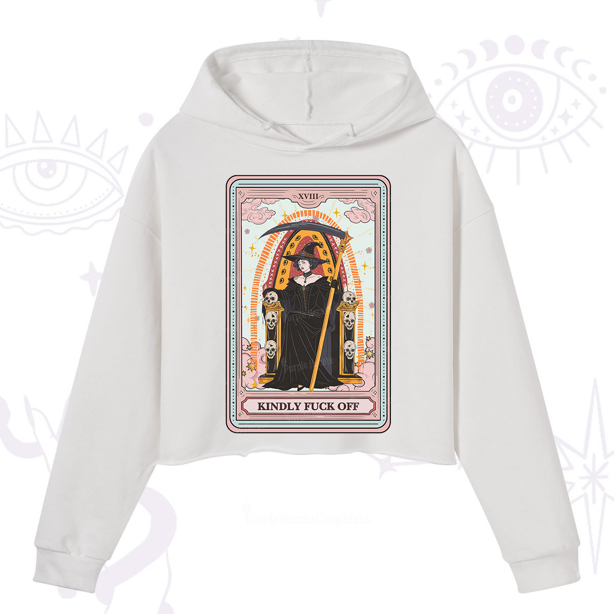 Purplehecate The Kindly Fuck Off Tarot Crop Hoodie