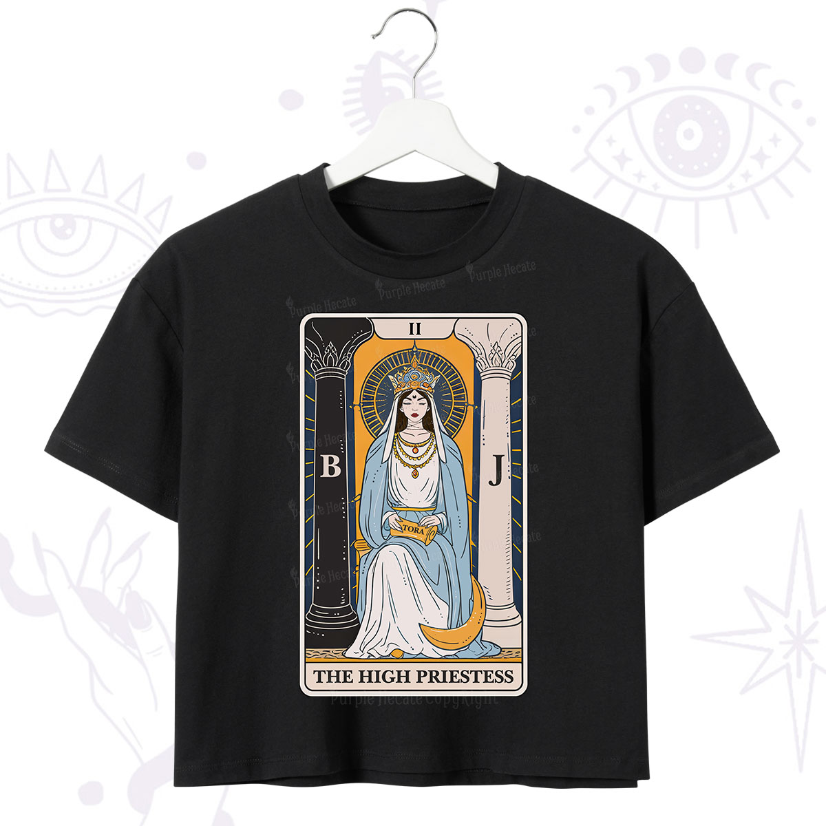 Purplehecate The High Priestess Tarot Card Crop T-Shirt