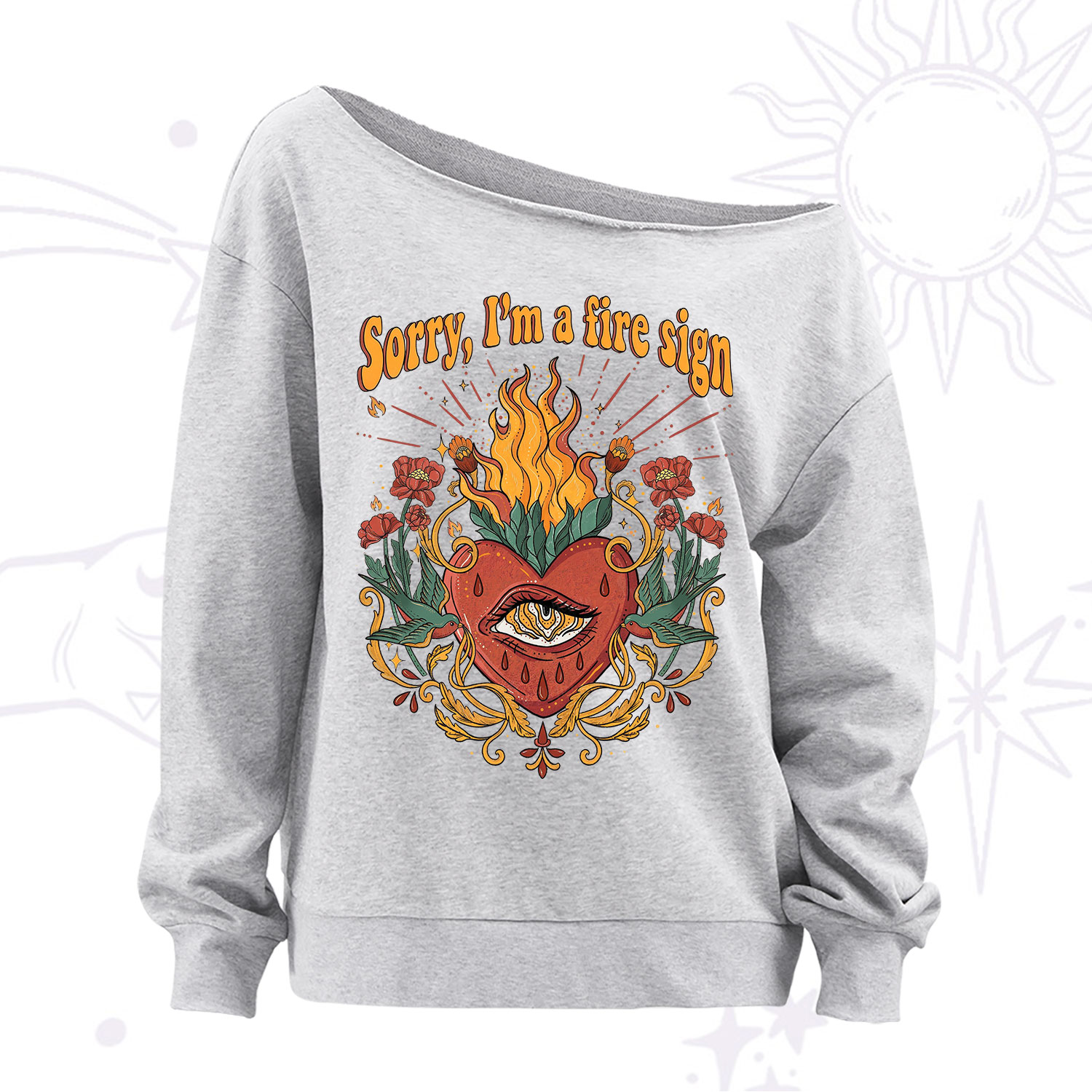 Purplehecate Sorry I'm A Fire Sign Off The Shoulder Sweatshirt