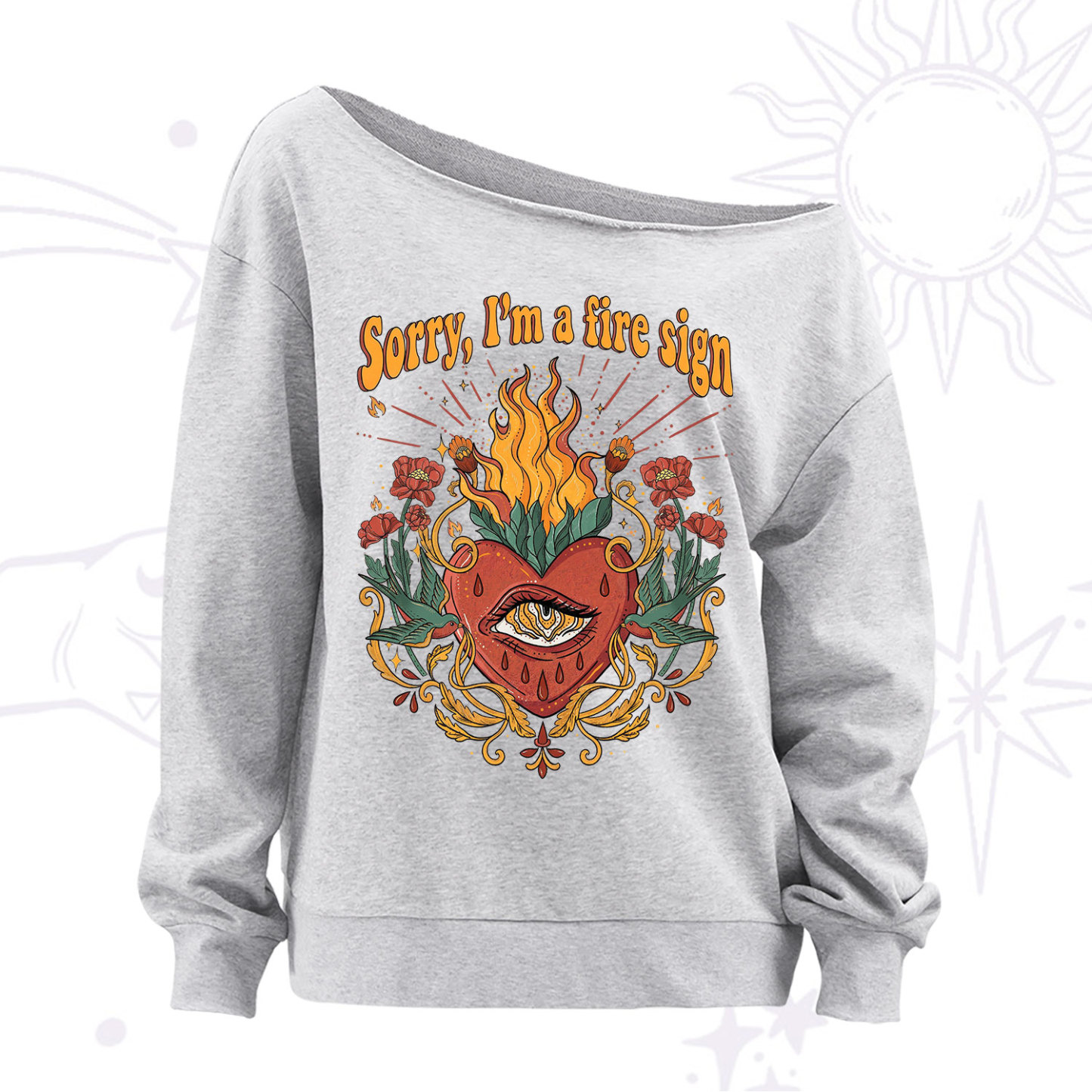 Purplehecate Sorry I'm A Fire Sign Off The Shoulder Sweatshirt