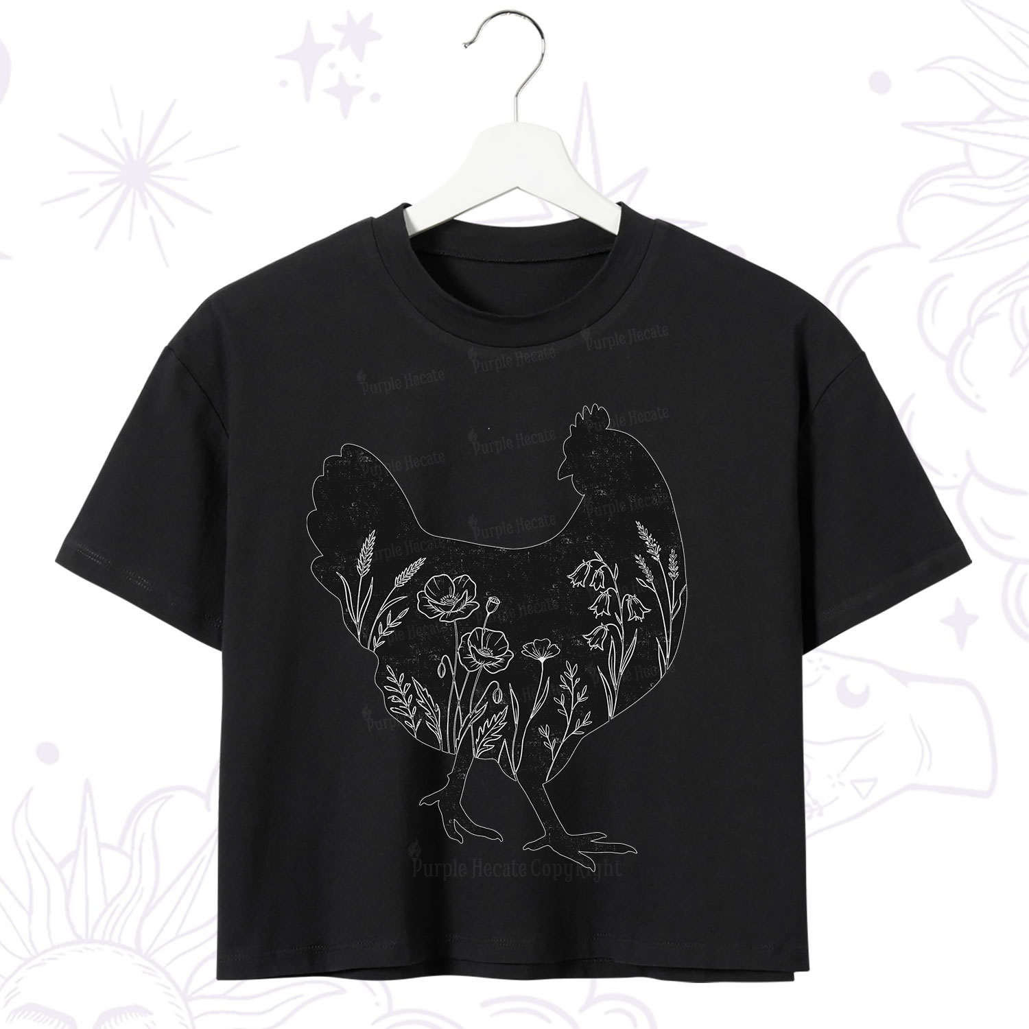 Purplehecate Floral Chicken Crop T-Shirt