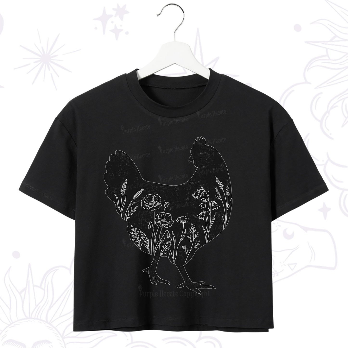 Purplehecate Floral Chicken Crop T-Shirt