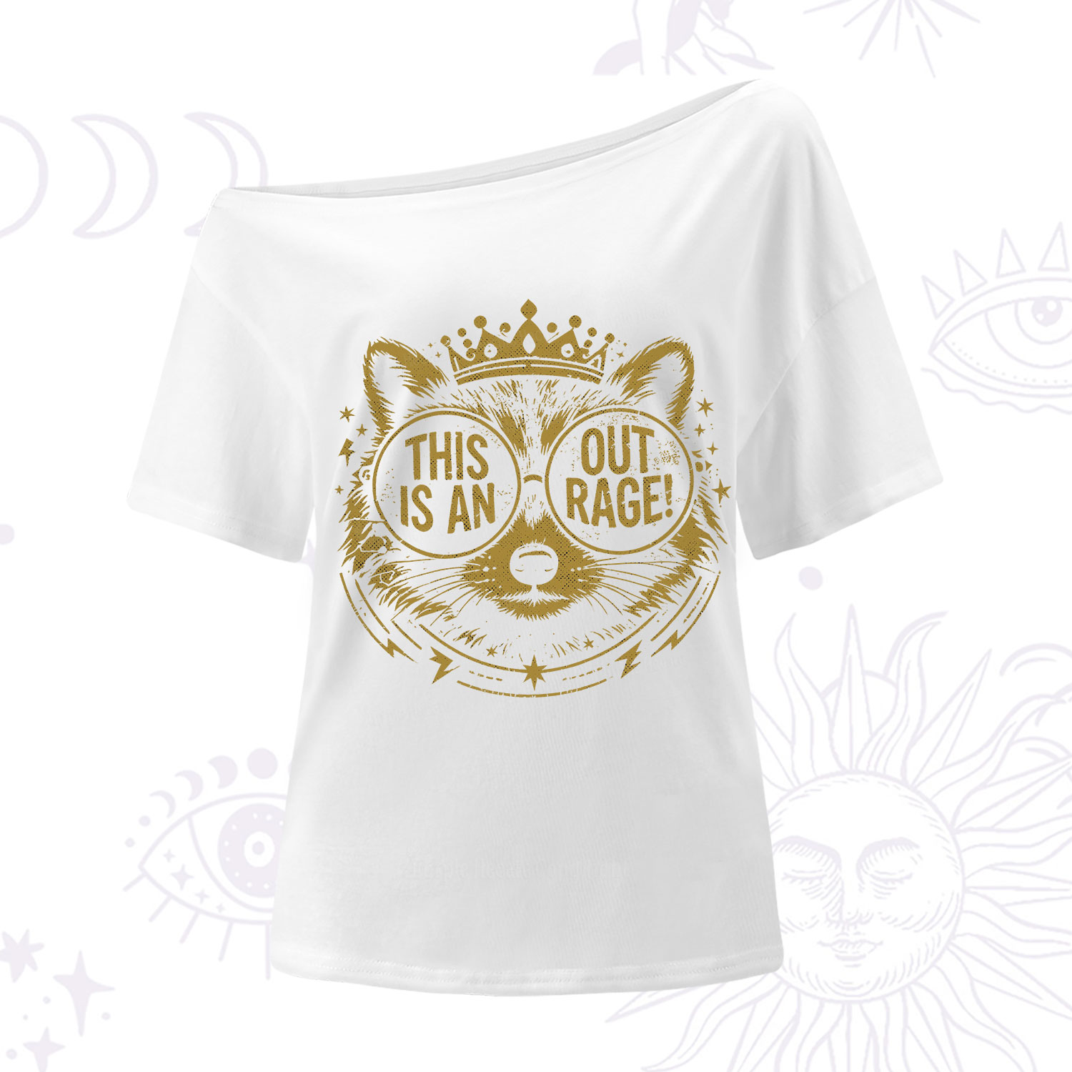 Purplehecate Royal Raccoon Rage One Shoulder T-Shirt