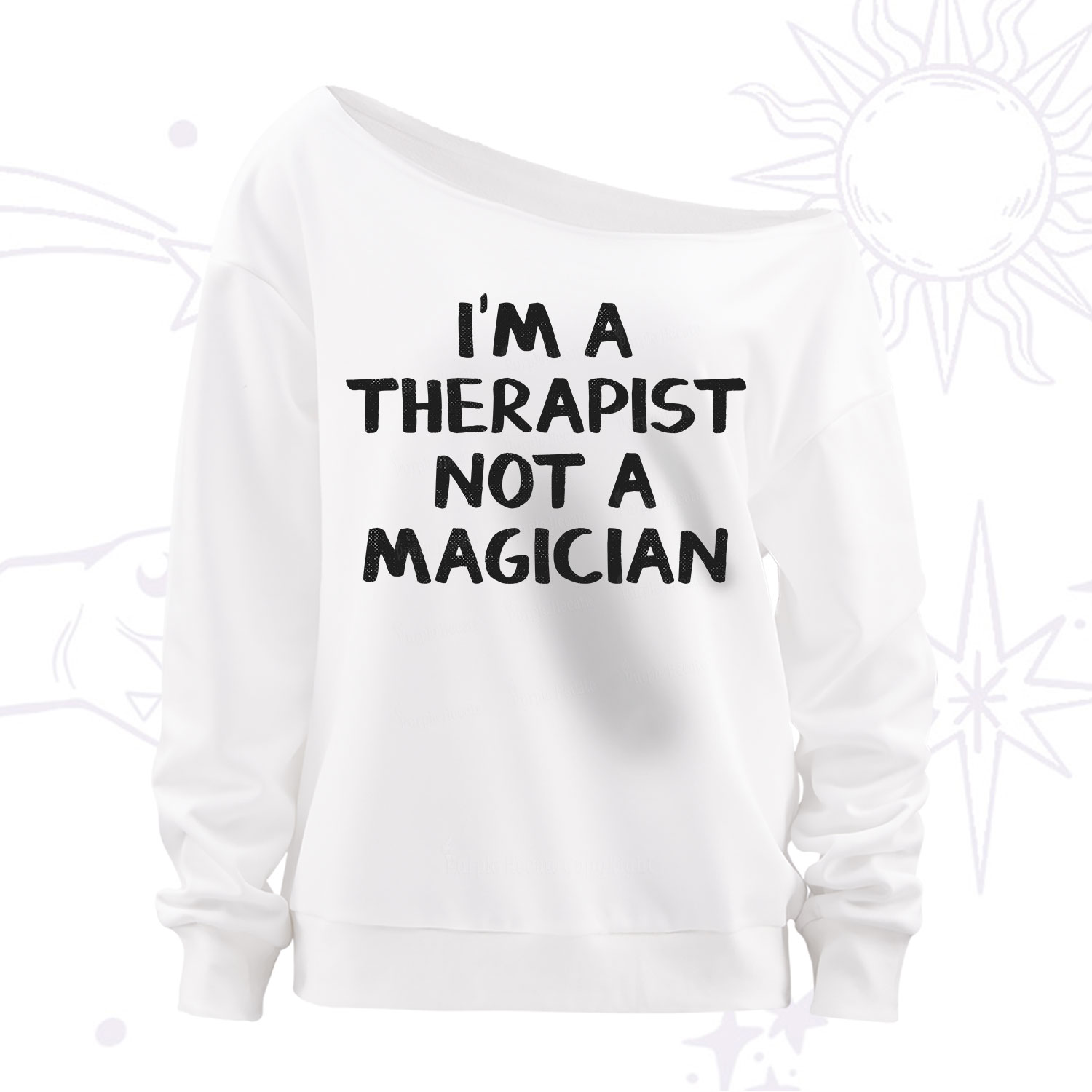 Purplehecate I'm a Therapist Not a Magician Off The Shoulder Sweatshirt