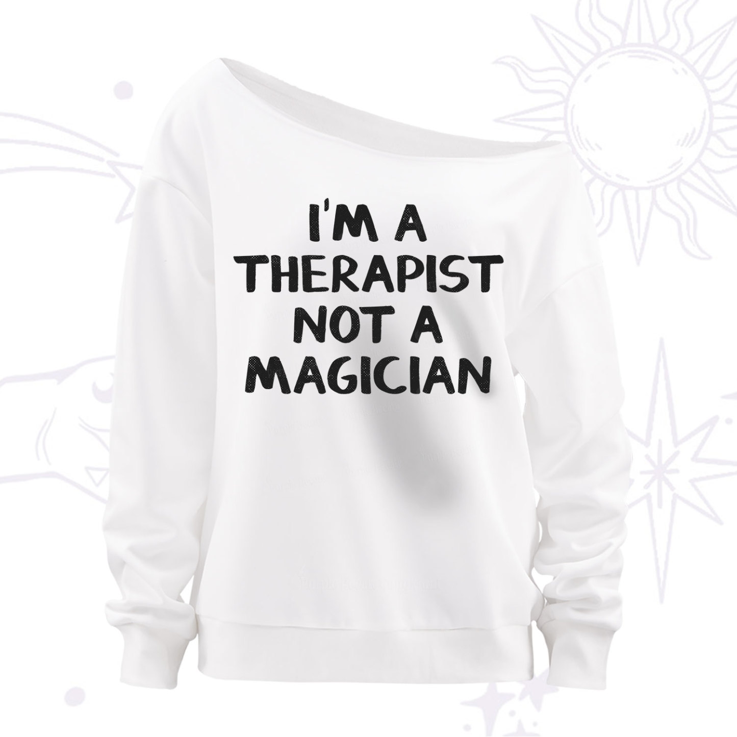 Purplehecate I'm a Therapist Not a Magician Off The Shoulder Sweatshirt