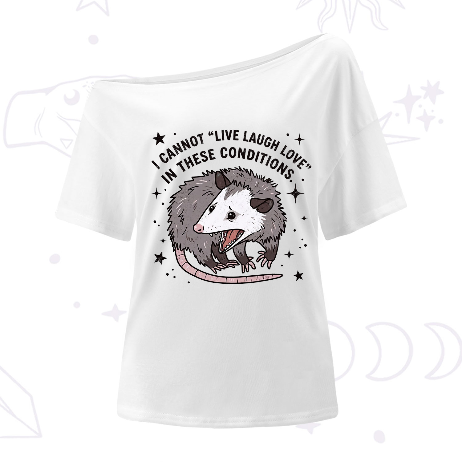 Purplehecate I Cannot Live Laugh Love Possum One Shoulder T-Shirt