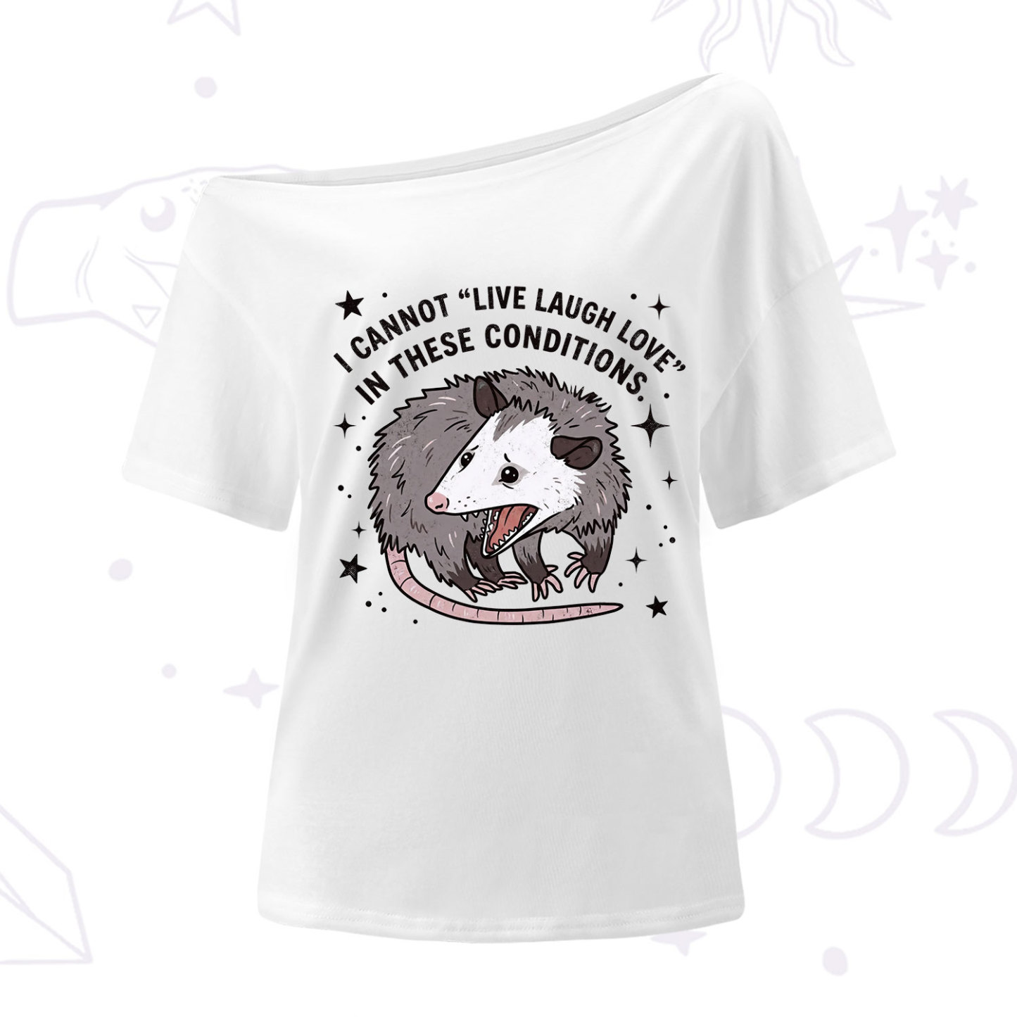 Purplehecate I Cannot Live Laugh Love Possum One Shoulder T-Shirt