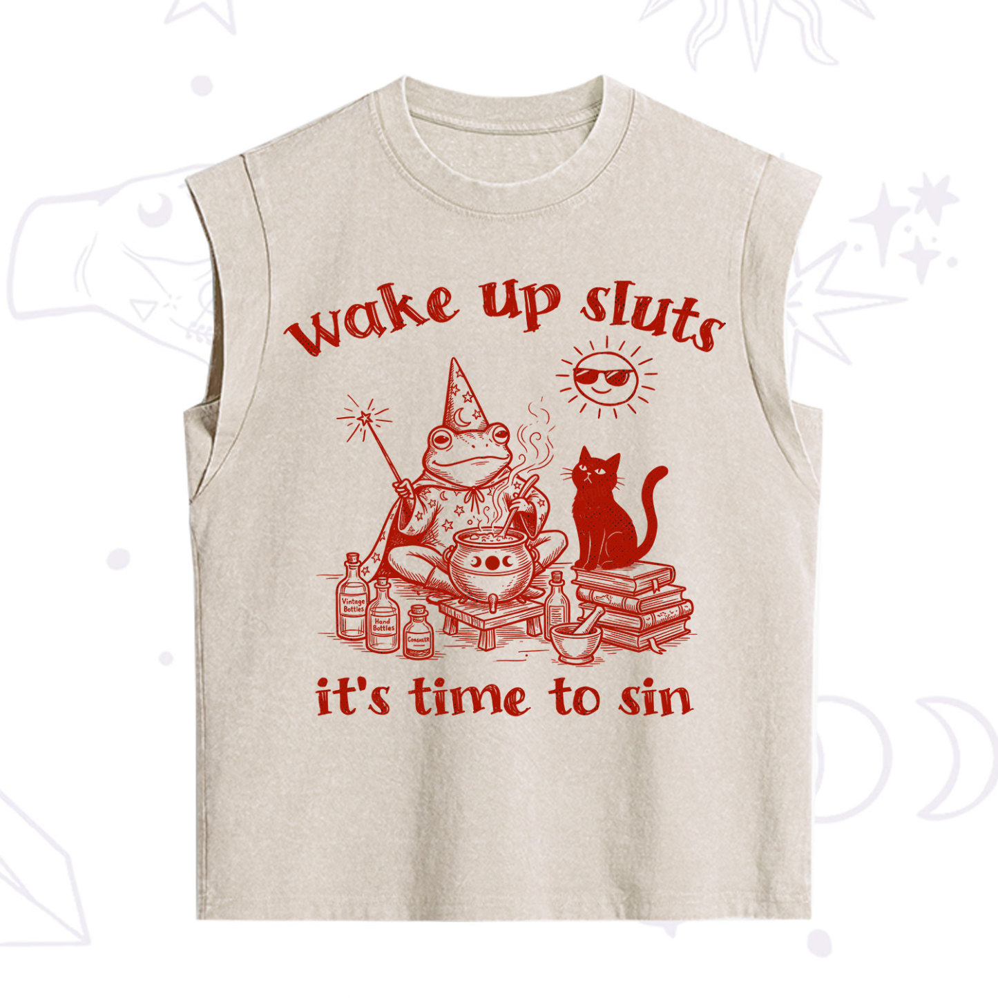 Purplehecate Wake Up Sluts It's Time to Sin Witch Frog Vintage Washed Tank