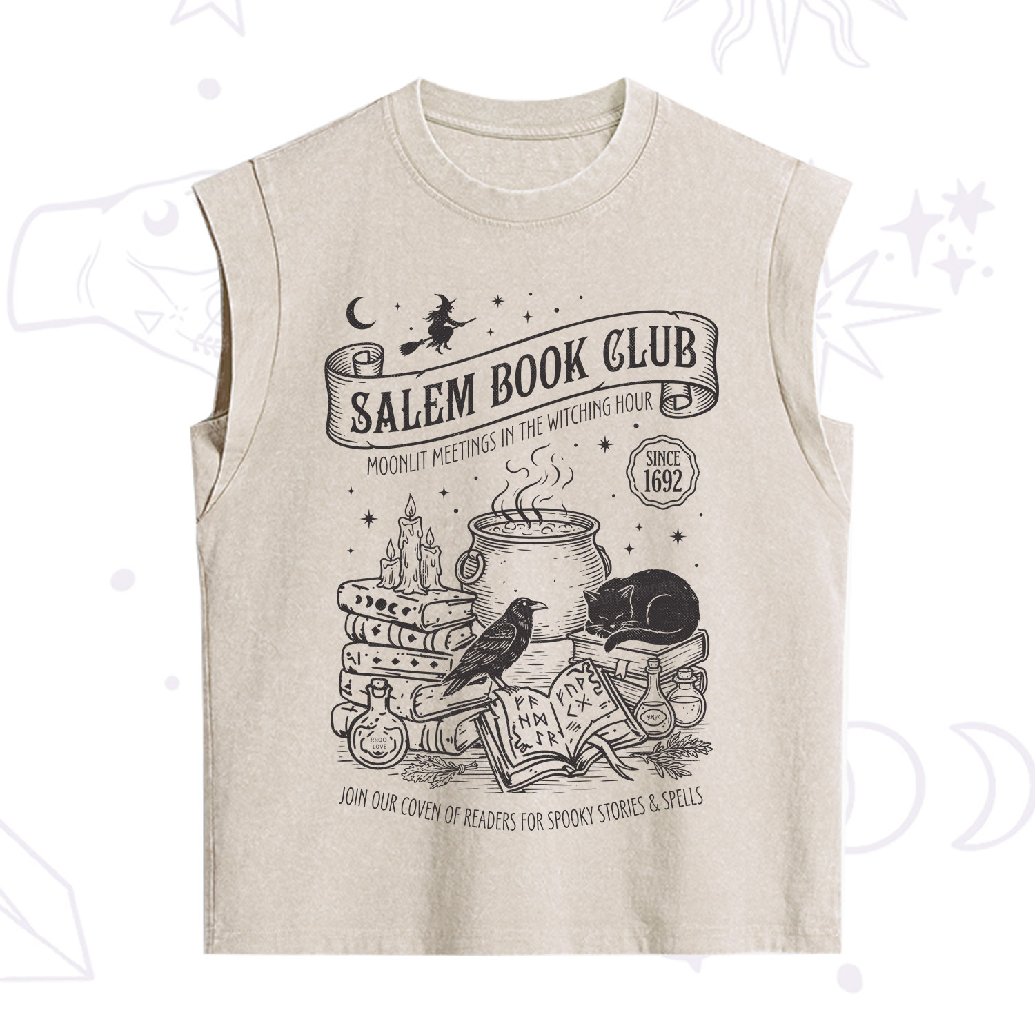 Purplehecate Salem Witch Book Club Vintage Washed Tank