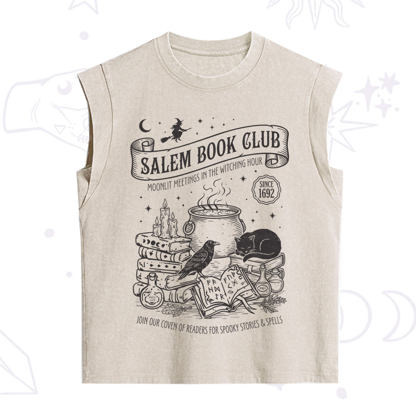 Purplehecate Salem Witch Book Club Vintage Washed Tank