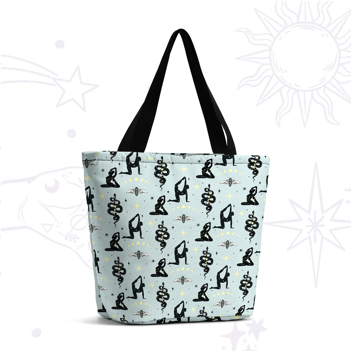 Purplehecate Mystical Yoga and Snake Casual Tote Bag