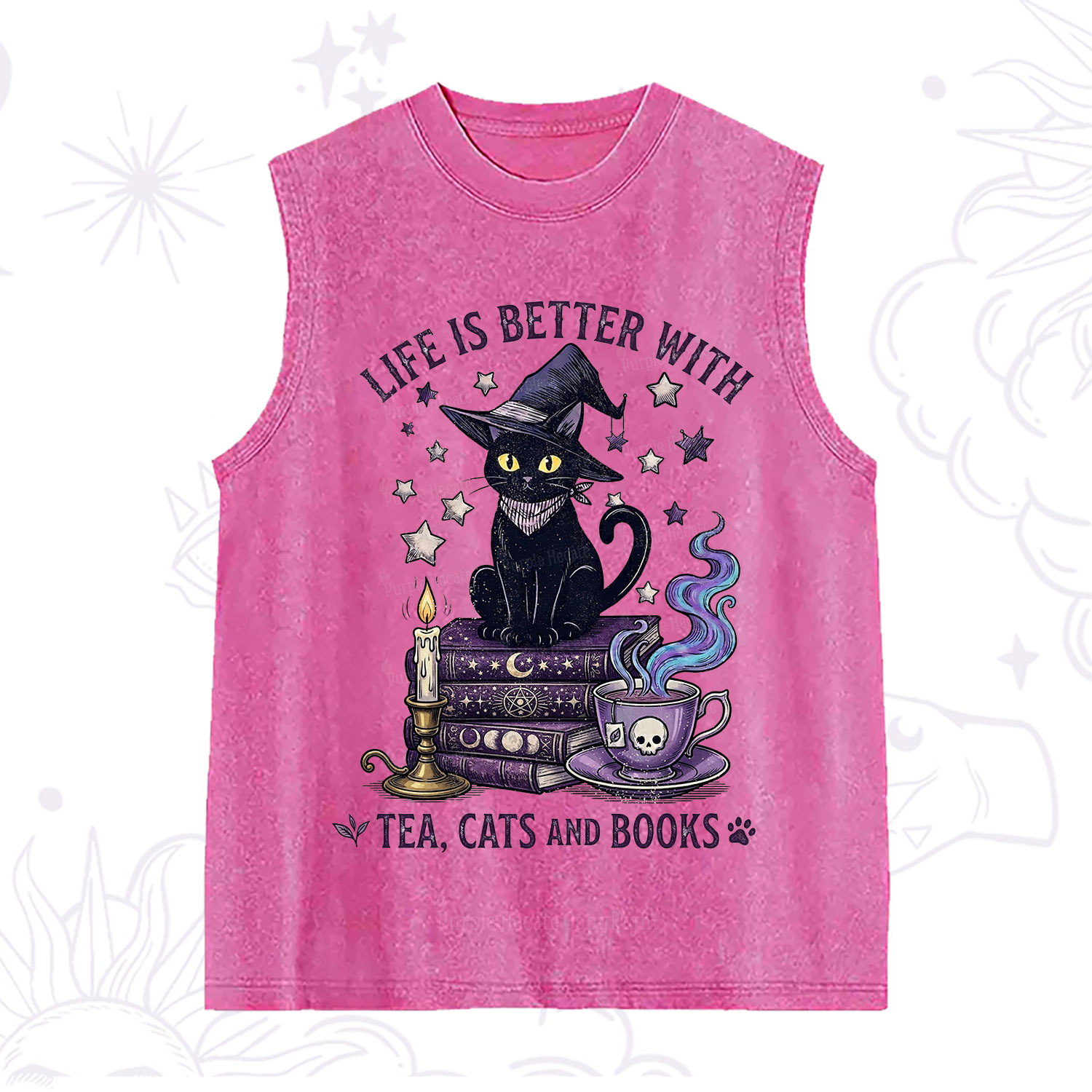 Purplehecate Life Is Better With Cats And Books Washed Tank