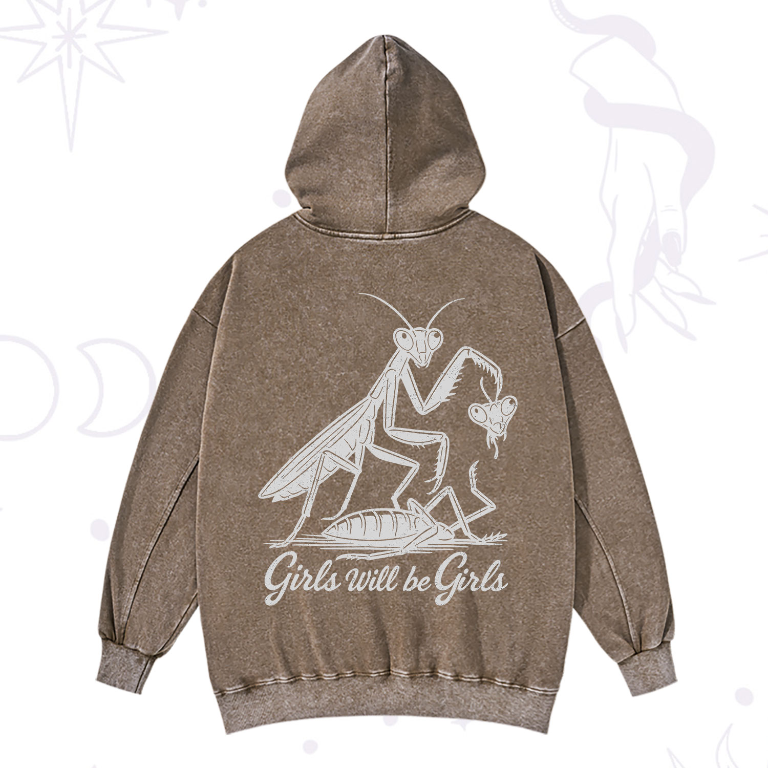 Purplehecate Girls Will Be Girls Praying Mantis Washed Hoodie