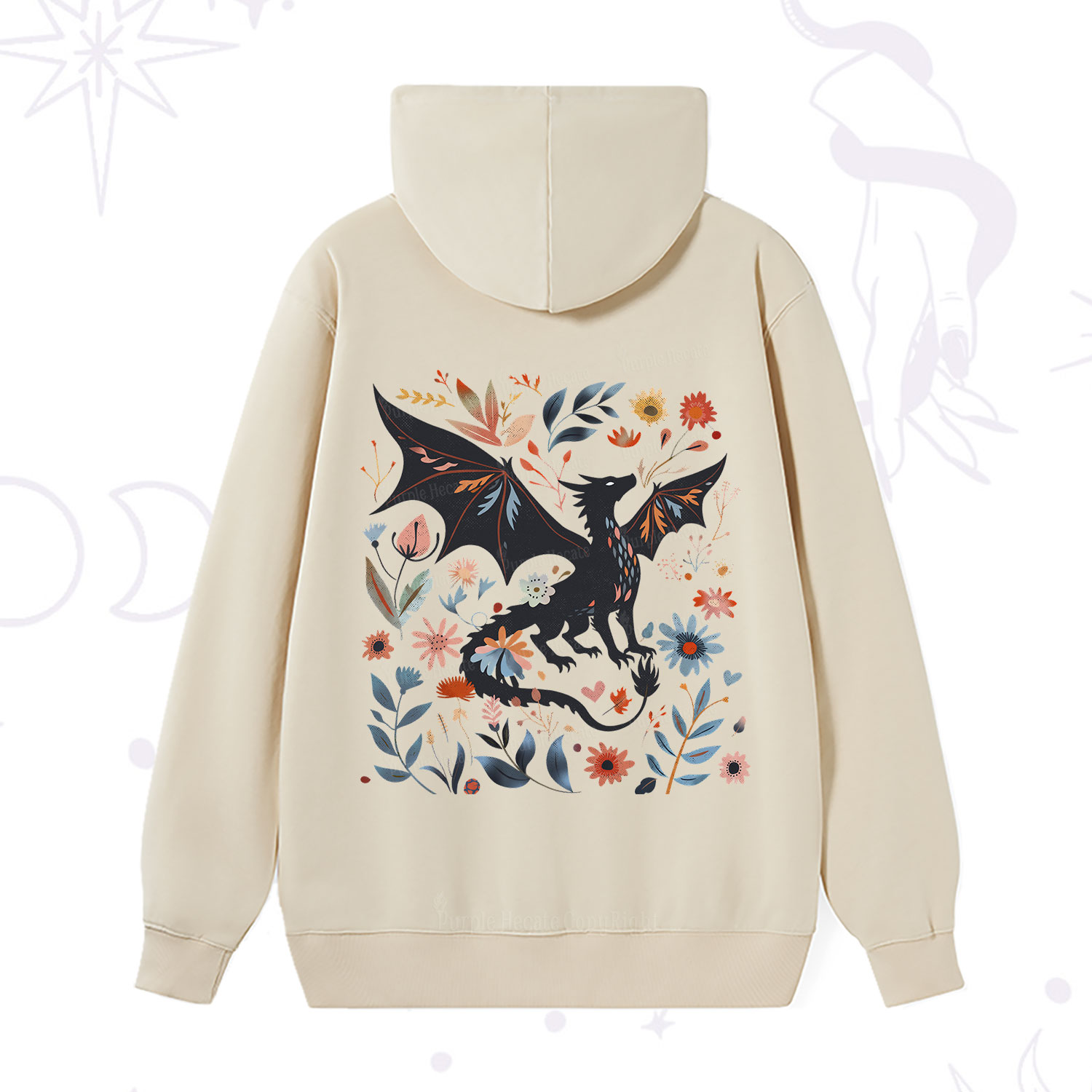 Purplehecate Vintage Fantasy Wyvern Bookish Hoodie