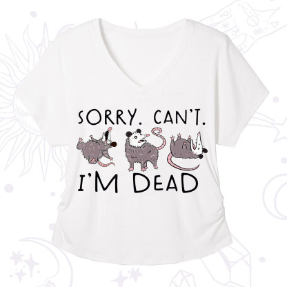 Purplehecate Funny Possum Sorry I Can't I'm Dead V-Neck T-Shirt
