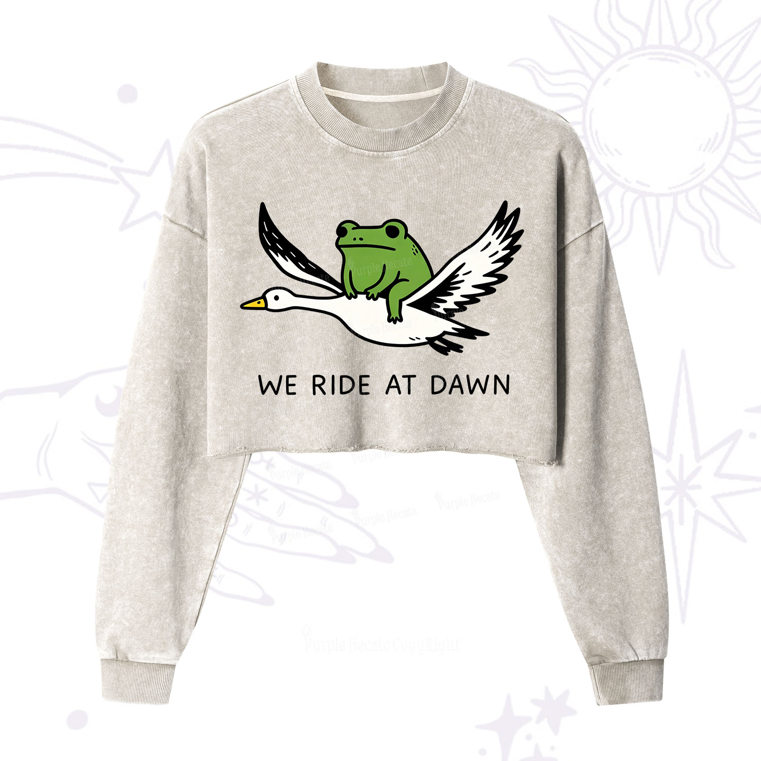 Purplehecate We Ride at Dawn Cropped Washed Sweatshirt