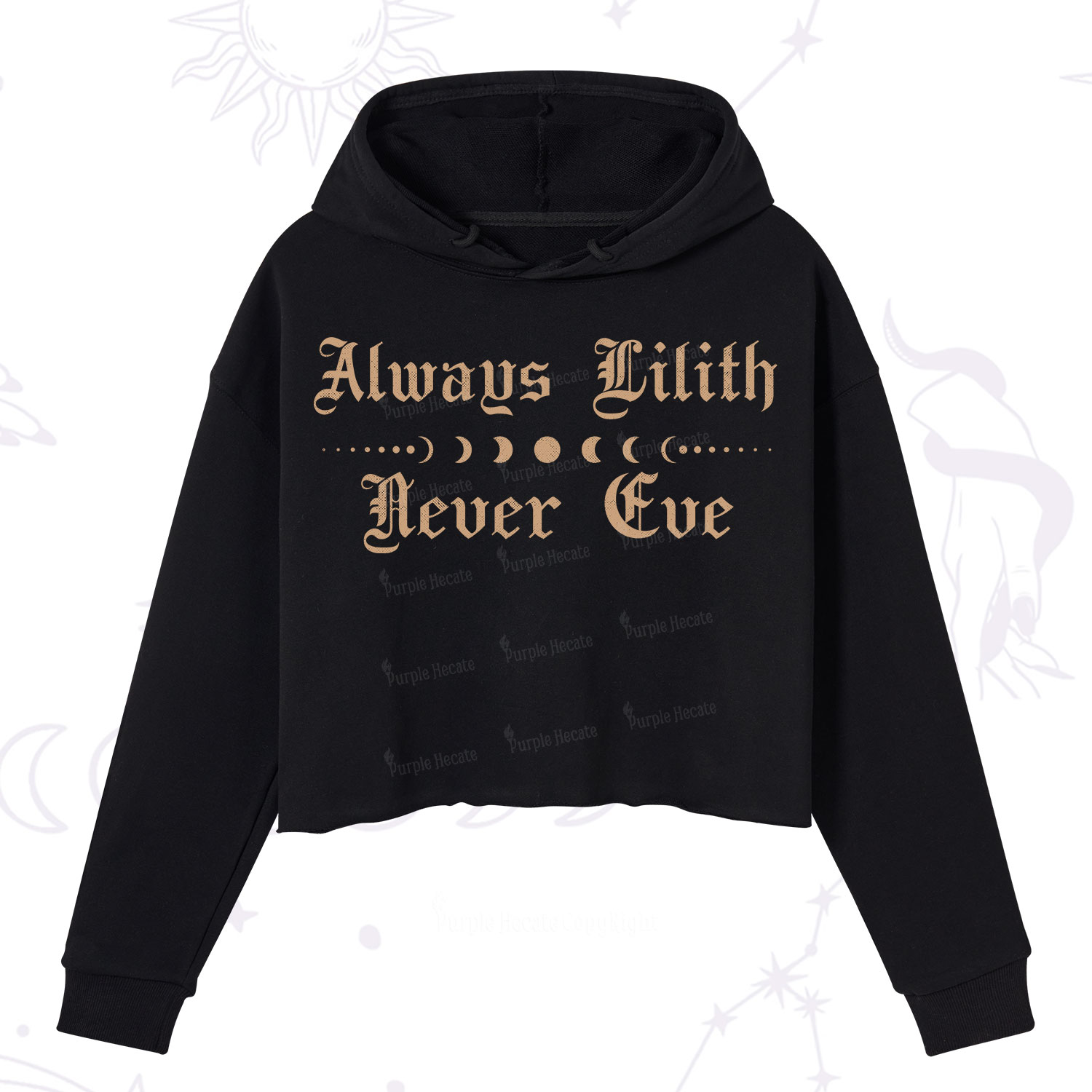 Purplehecate Always Lilith Never Eve Crop Hoodie