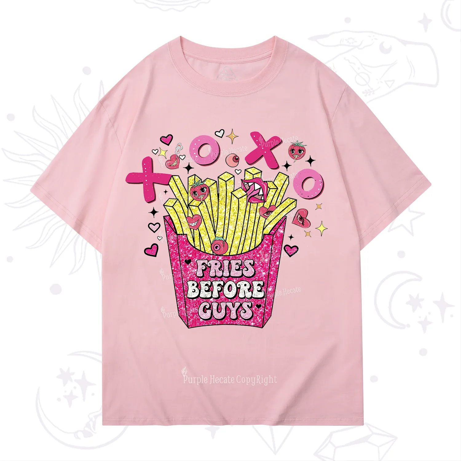 Purplehecate Fries Before Guys Valentine T-Shirt