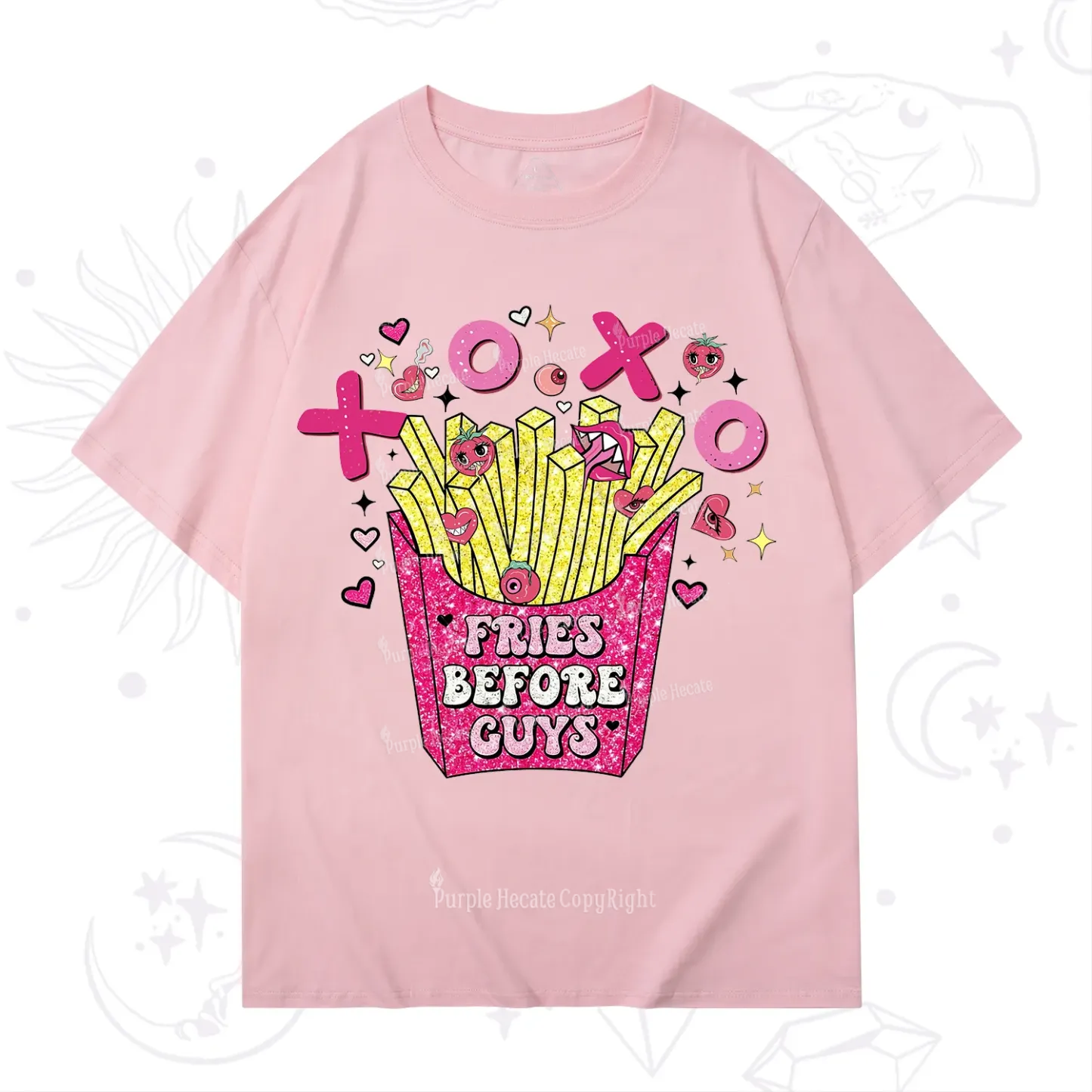 Purplehecate Fries Before Guys Valentine T-Shirt