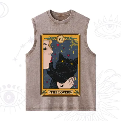 Purplehecate The Lovers Cat Tarot Washed Tank