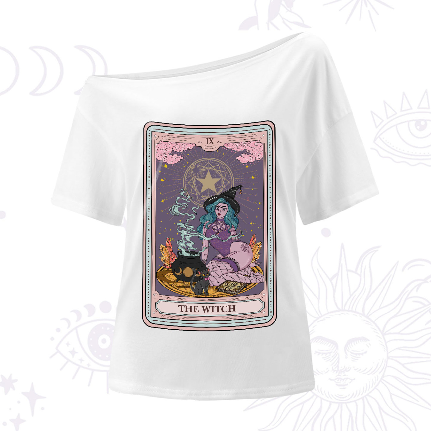 Purplehecate The Alchemy Witch Tarot Card One-Shoulder T-Shirt
