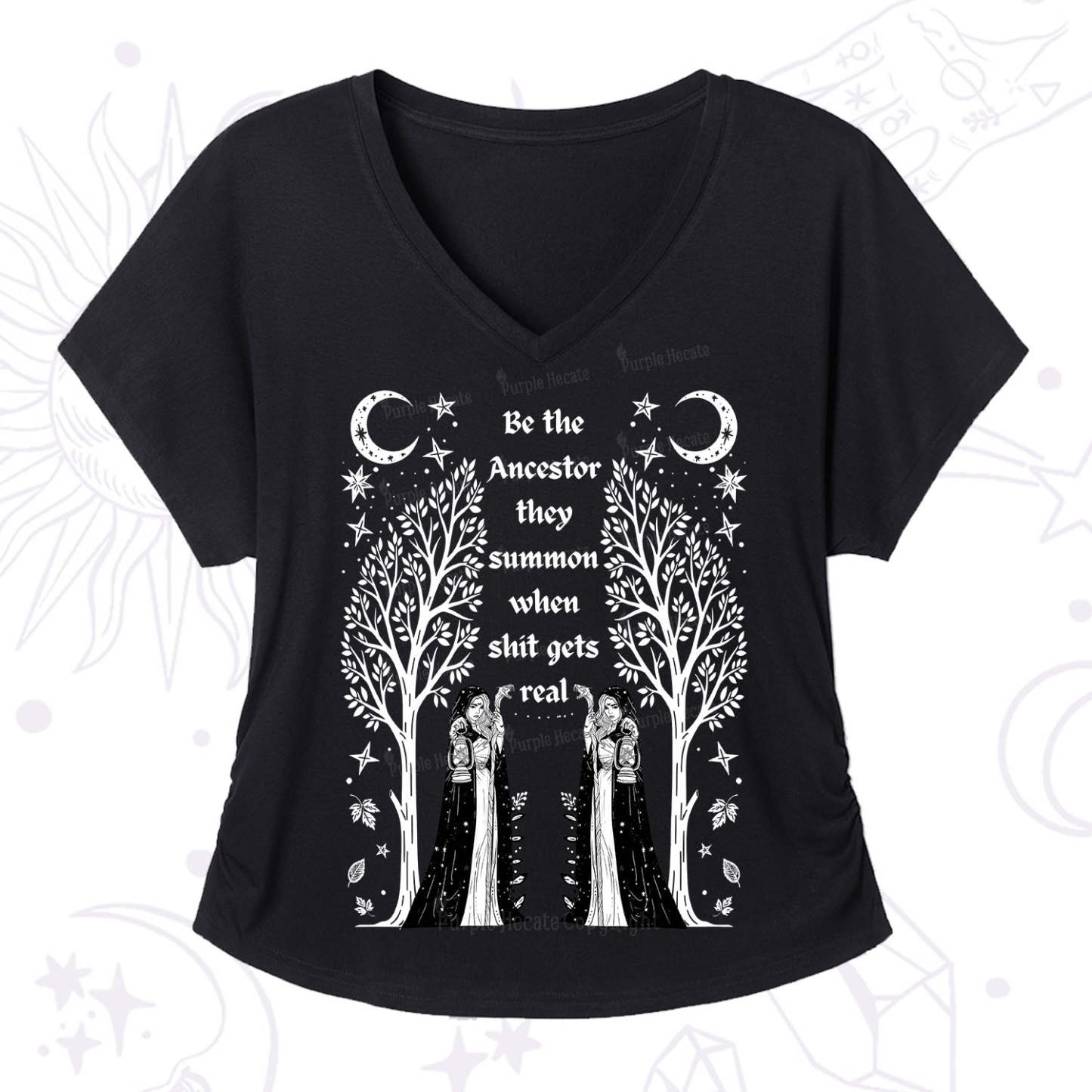 Purplehecate Be The Ancestor They Summon When Shit Gets Real V-Neck T-Shirt