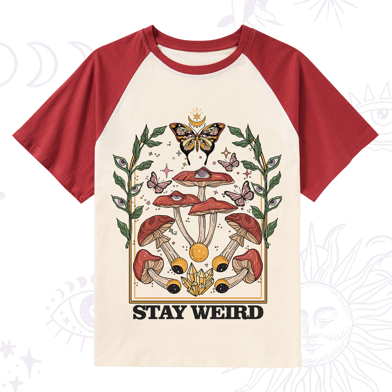 Purplehecate Stay Weird Raglan Short Sleeve T‑Shirt