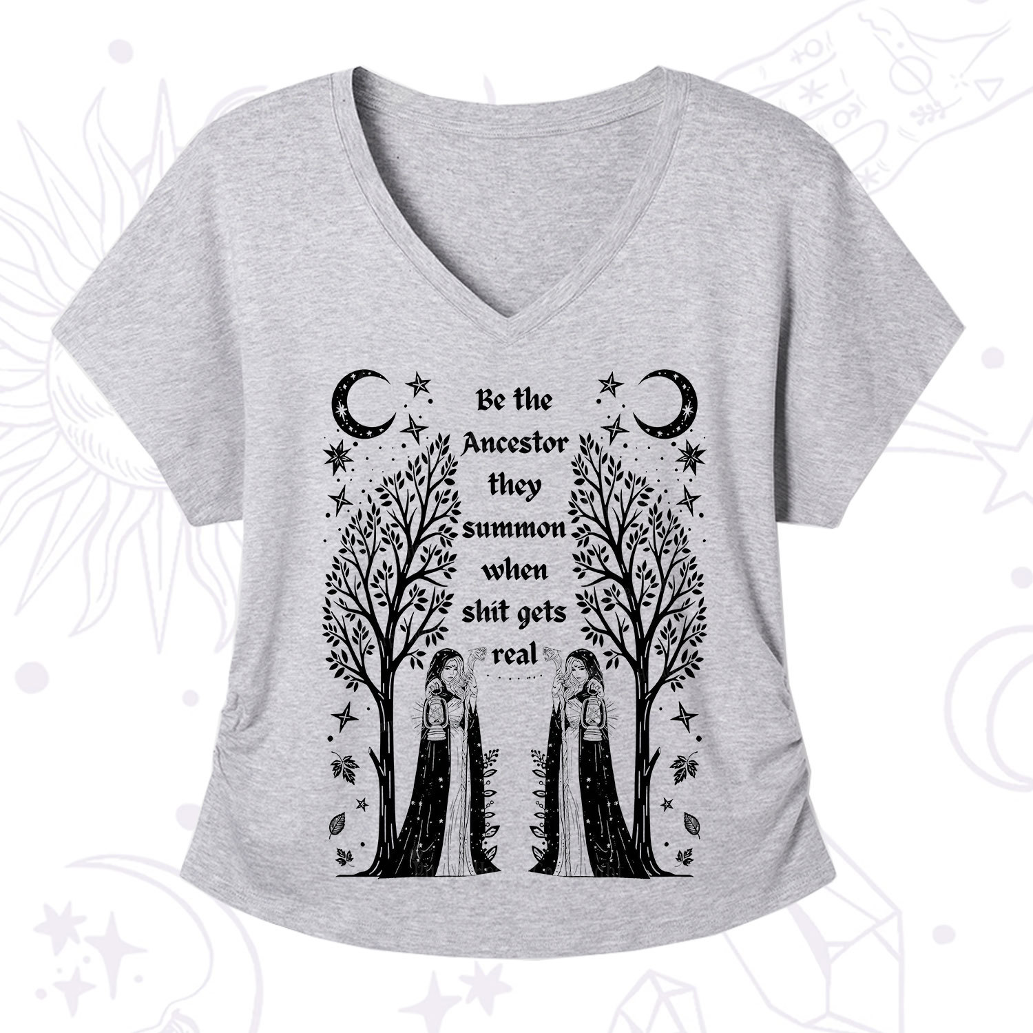 Purplehecate Be The Ancestor They Summon When Shit Gets Real V-Neck T-Shirt