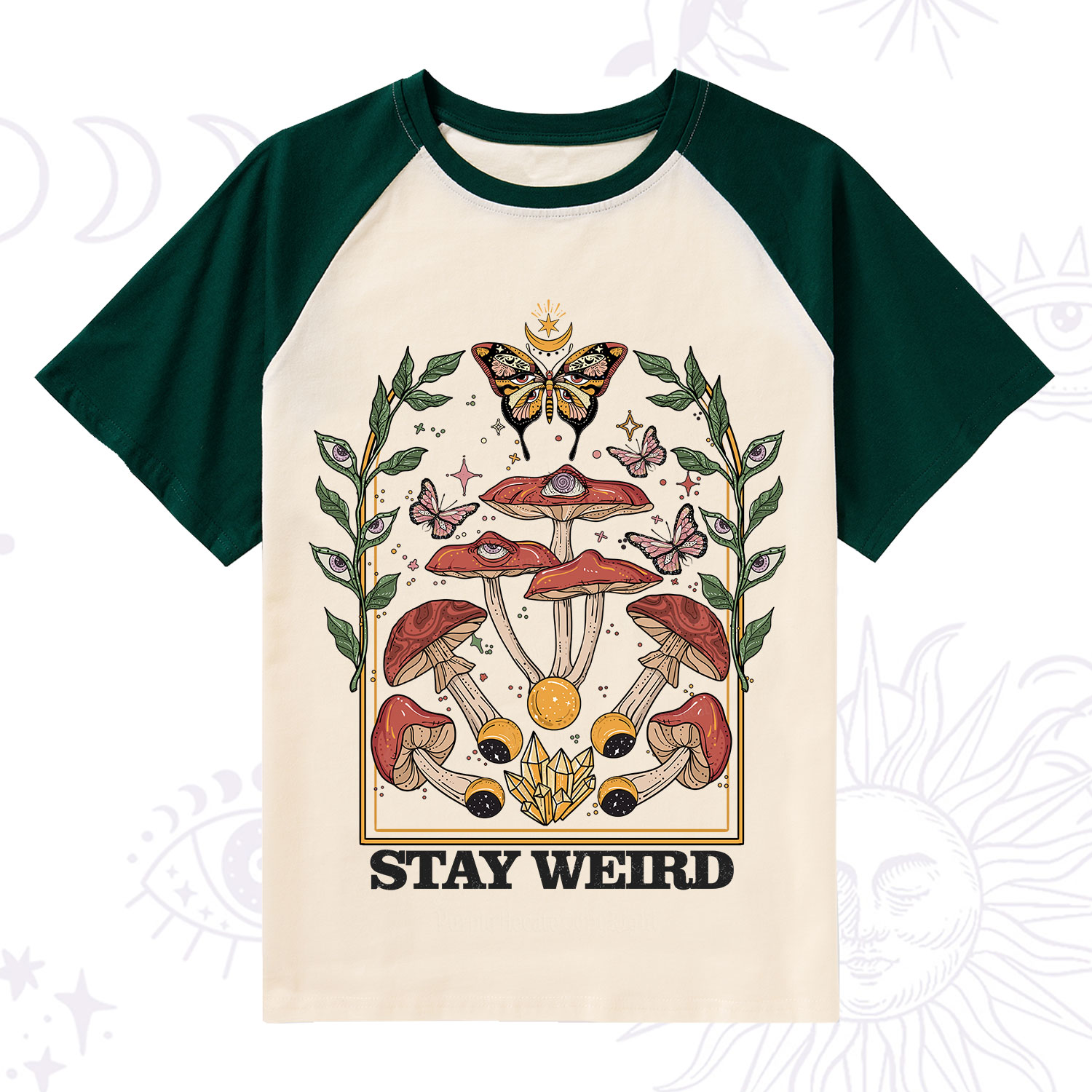 Purplehecate Stay Weird Raglan Short Sleeve T‑Shirt