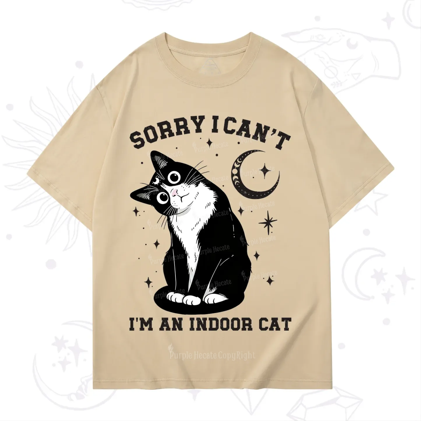 Purplehecate Sorry I Can't Go I'm an Indoor Cat T-Shirt
