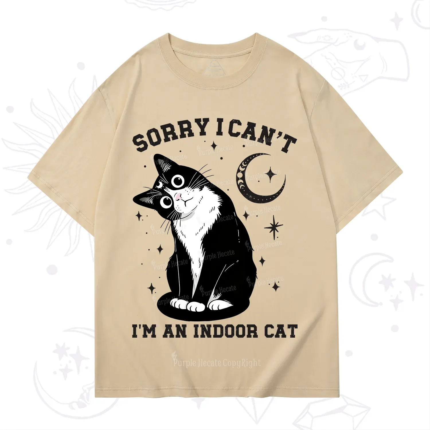 Purplehecate Sorry I Can't Go I'm an Indoor Cat T-Shirt