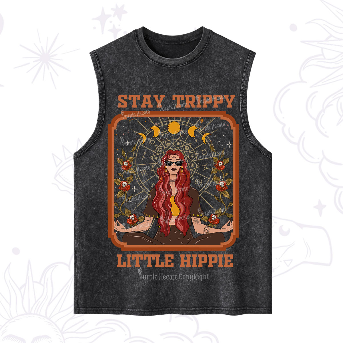 Purplehecate Stay Trippy Little Witchy Hippie Washed Tank