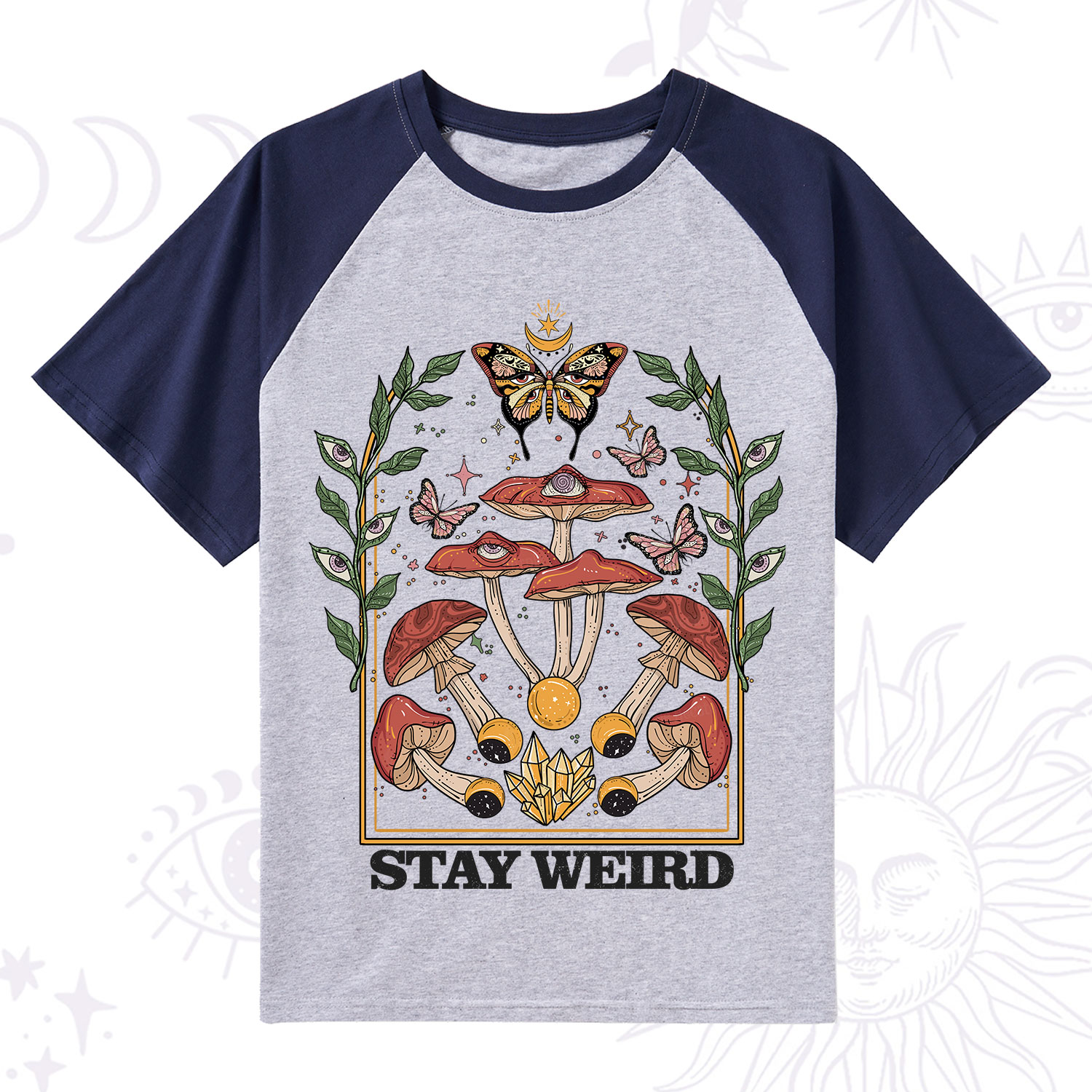 Purplehecate Stay Weird Raglan Short Sleeve T‑Shirt