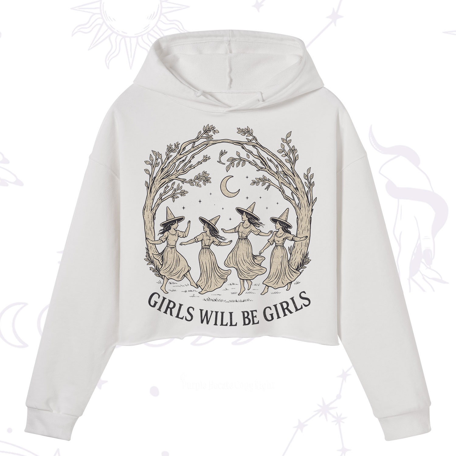 Purplehecate Girls Will Be Girls Witch Crop Hoodie
