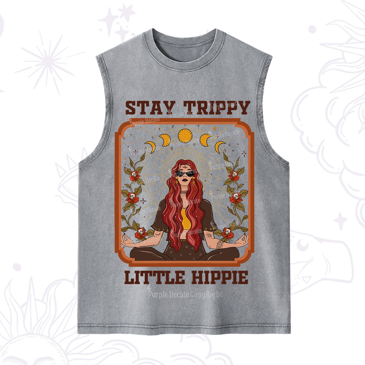 Purplehecate Stay Trippy Little Witchy Hippie Washed Tank