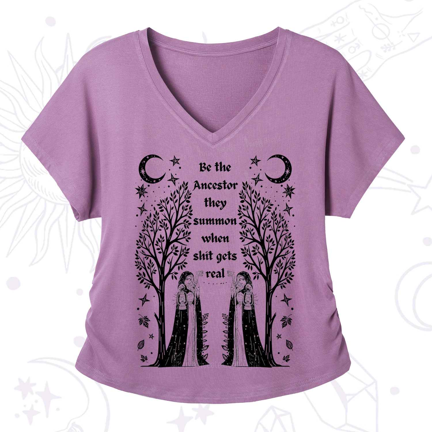 Purplehecate Be The Ancestor They Summon When Shit Gets Real V-Neck T-Shirt