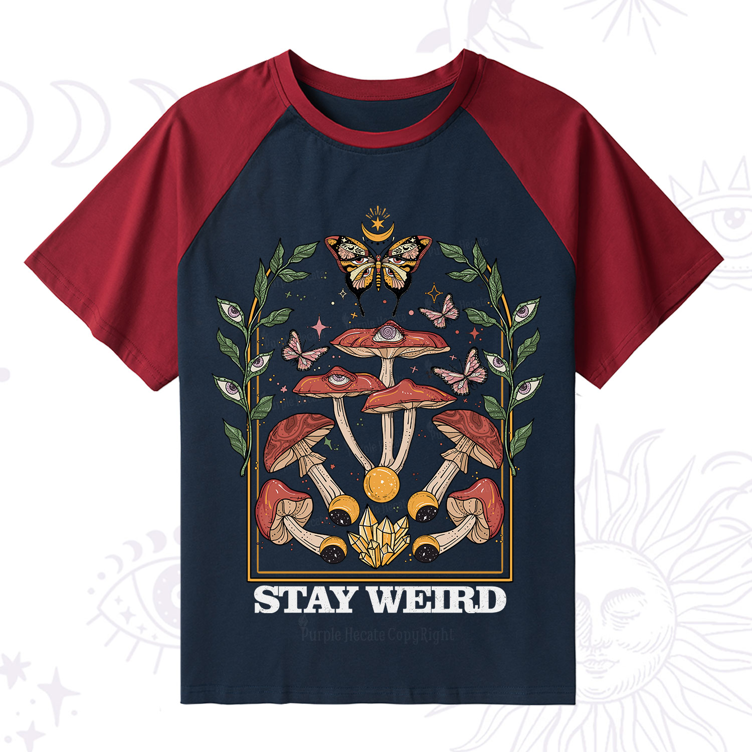 Purplehecate Stay Weird Raglan Short Sleeve T‑Shirt