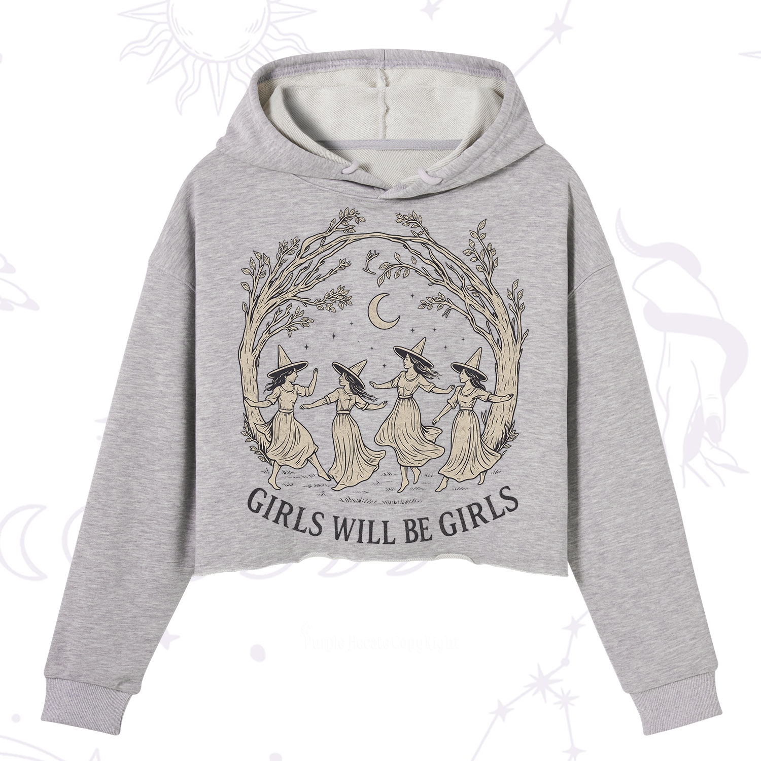 Purplehecate Girls Will Be Girls Witch Crop Hoodie