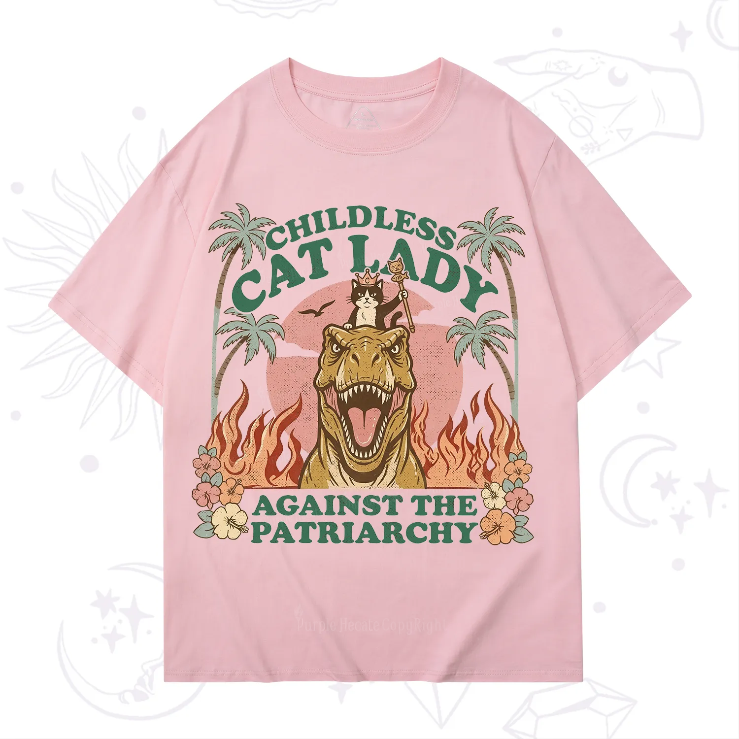 Purplehecate Childless Cat Lady Burn the Patriarchy T-Shirt