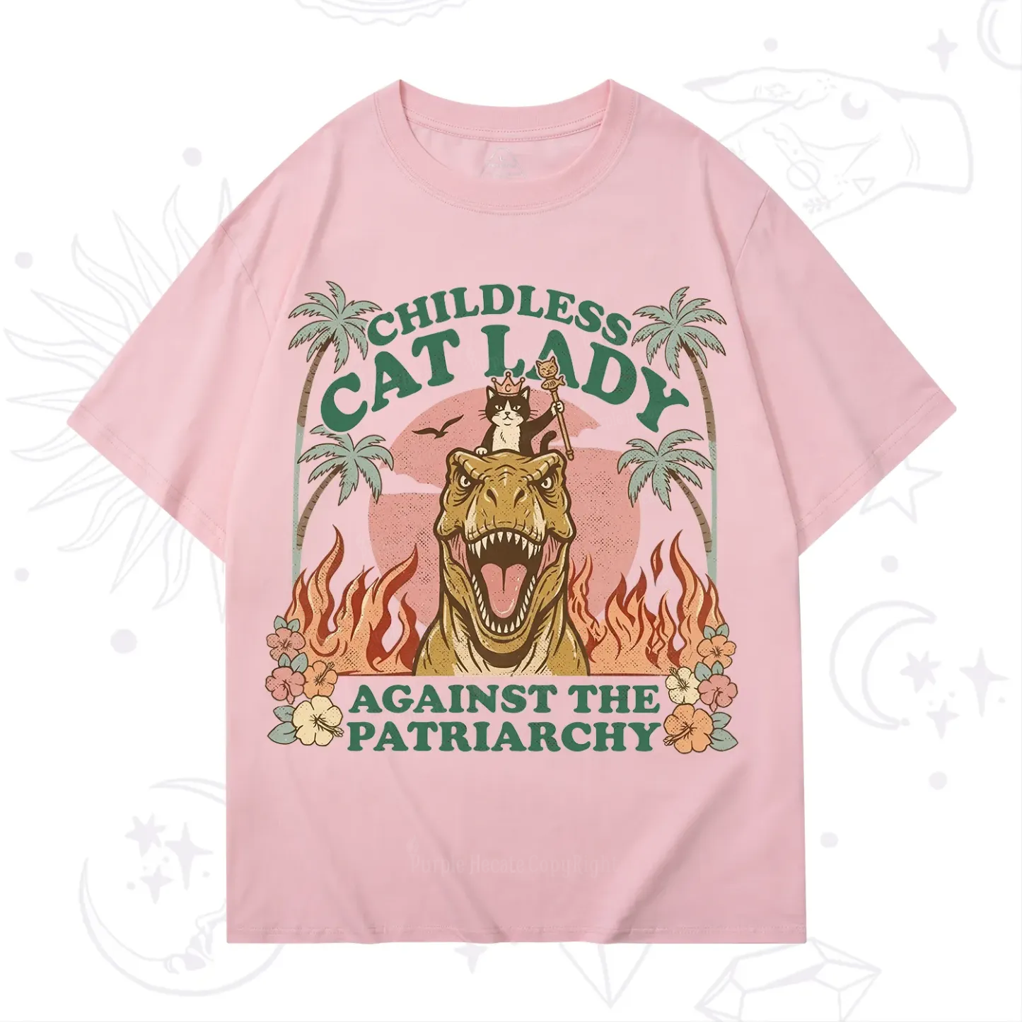 Purplehecate Childless Cat Lady Burn the Patriarchy T-Shirt