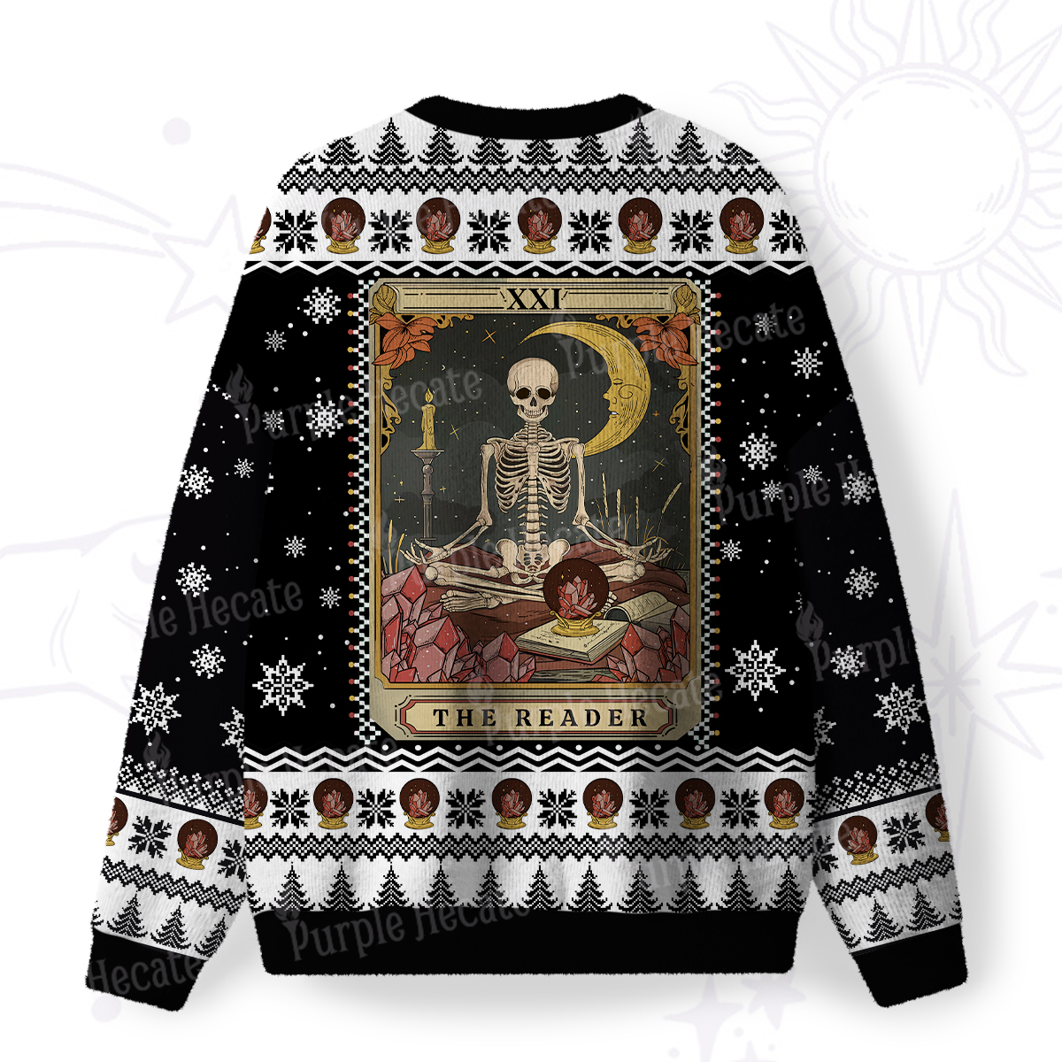Purplehecate The Reader Tarot Fuzzy Ugly Christmas Sweatshirt