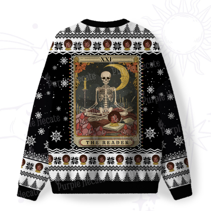 Purplehecate The Reader Tarot Fuzzy Ugly Christmas Sweatshirt